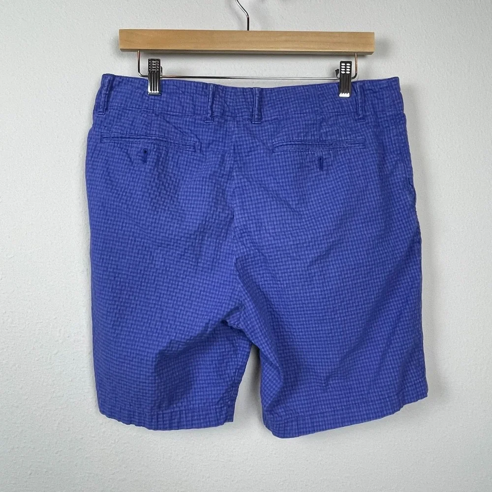 Mr. Porter Blue Checked Seersucker‎ Shorts M Resort Coastal Style Casual